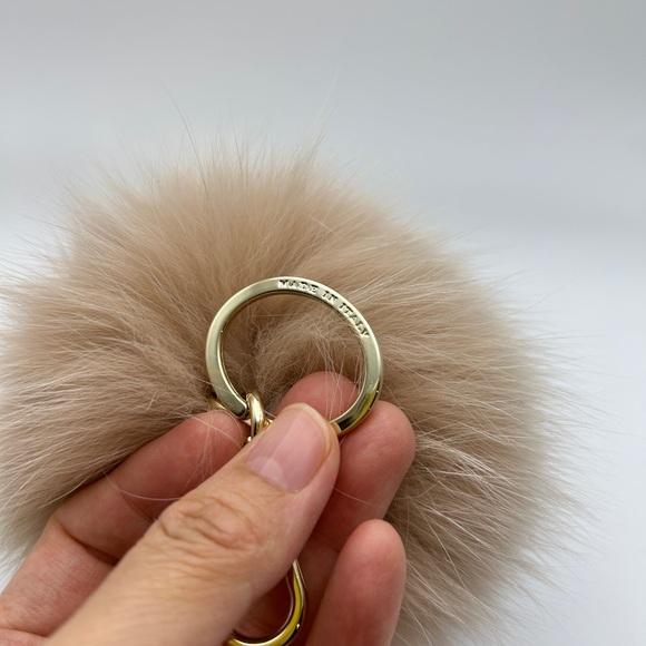 FURLA Pom Pom Charm Keyring in Beige - Picture 2 of 3